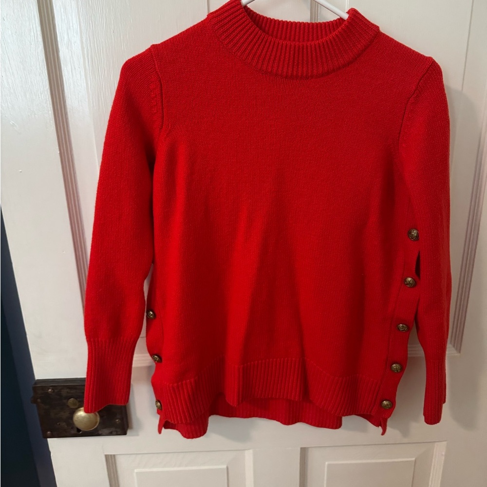 Tuckernuck red sweater with gold buttons